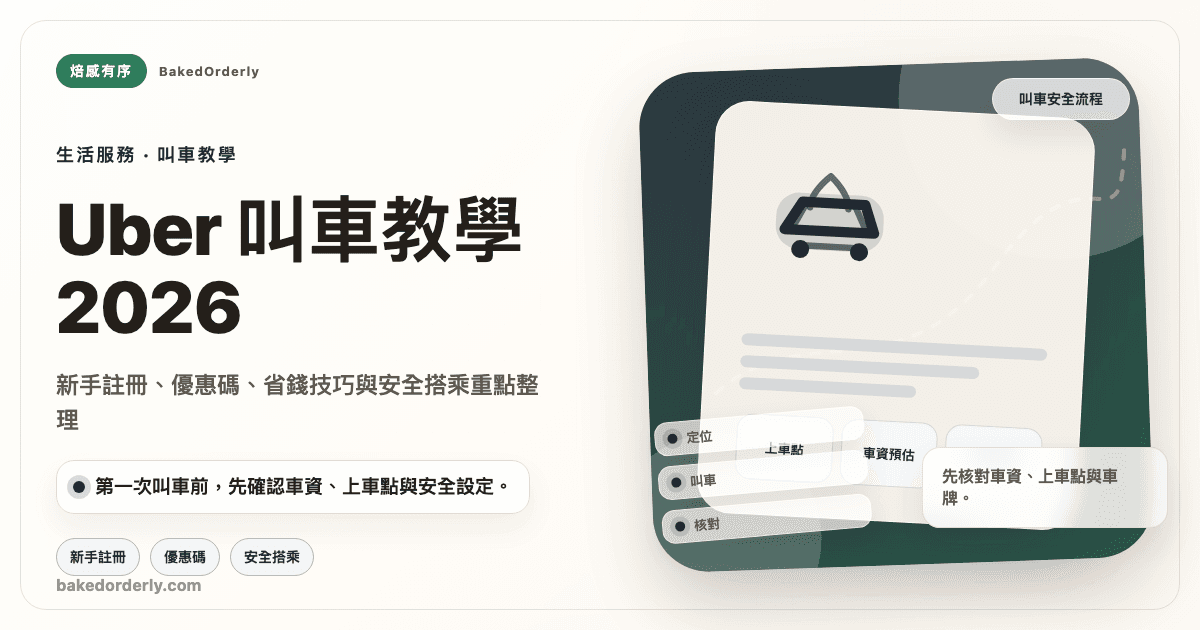 Uber 叫車新手註冊、推薦碼與安全搭乘指南封面