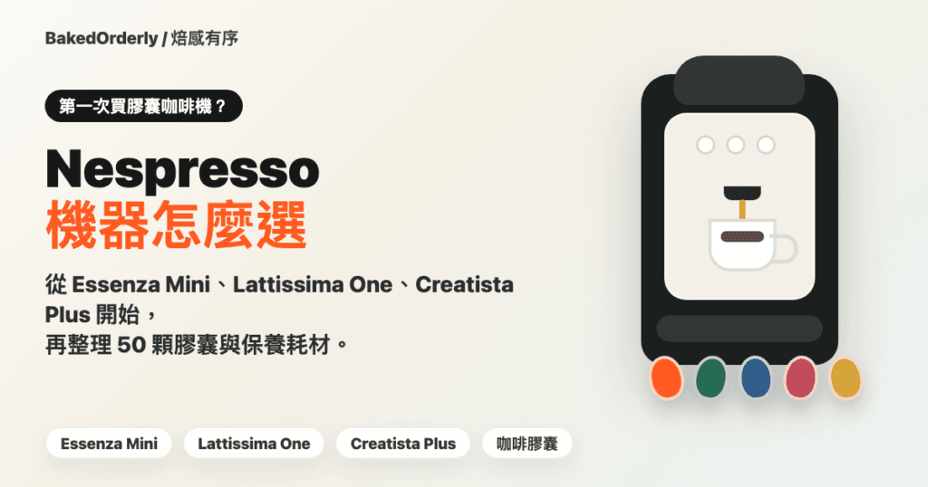 Nespresso 機器怎麼選封面圖，整理 Essenza Mini、Lattissima One、Creatista Plus、咖啡膠囊與保養耗材