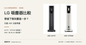 LG CordZero 吸塵器比較，主推 A9X 自動集塵系列