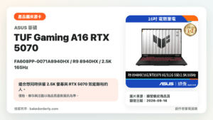 ASUS TUF Gaming A16 FA608PP-0071A8940HX 產品圖片
