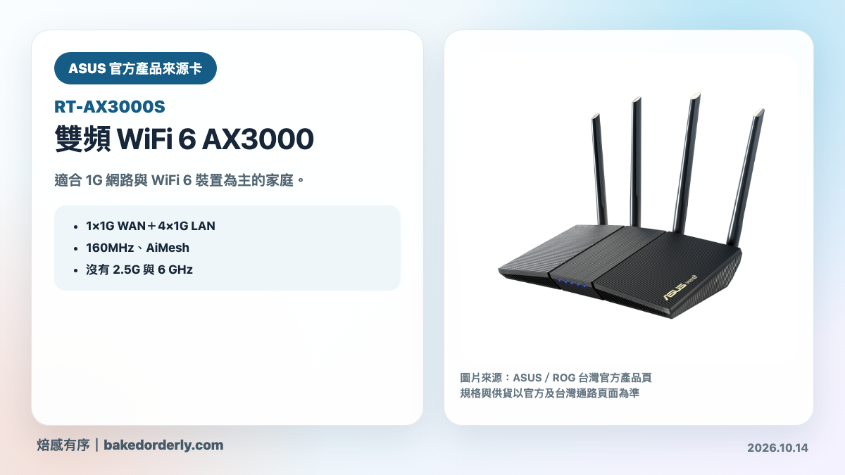 ASUS RT-AX3000S 官方產品來源卡