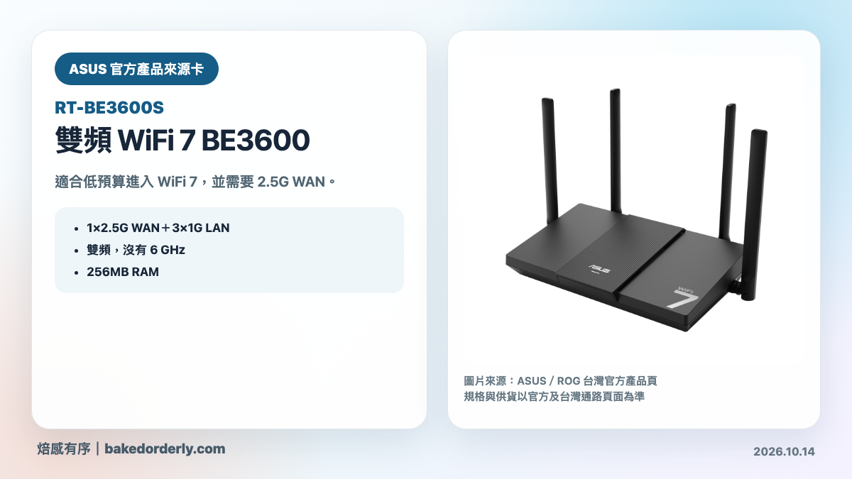 ASUS RT-BE3600S 官方產品來源卡