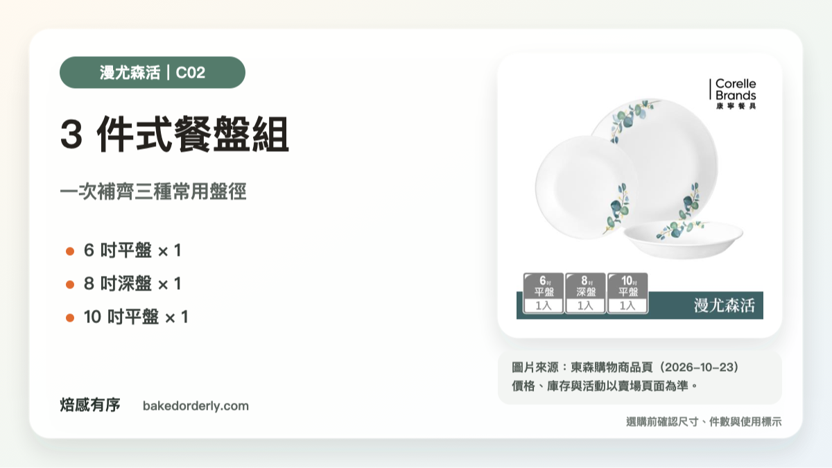 康寧 CORELLE 漫尤森活 C02 三件式餐盤組商品來源卡