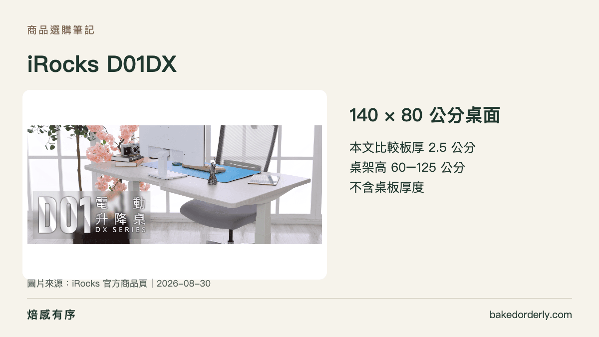 iRocks D01DX 電動升降桌桌面情境與140×80公分選購重點