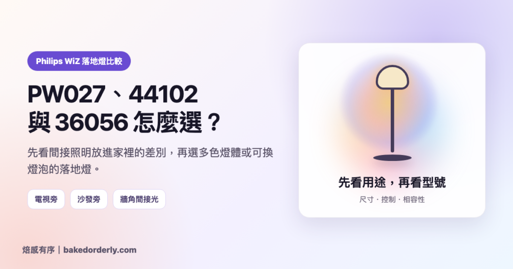 Philips WiZ 落地燈比較封面，落地燈朝牆面形成間接照明