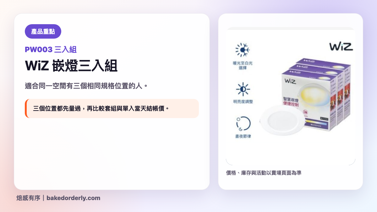 Philips WiZ PW003 可調色溫嵌燈三入組產品重點圖