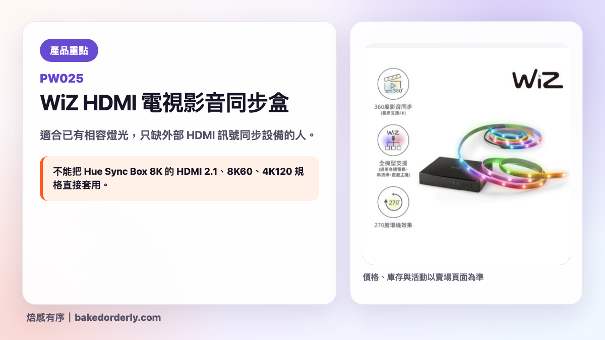 Philips WiZ PW025 HDMI 電視影音同步盒產品重點圖