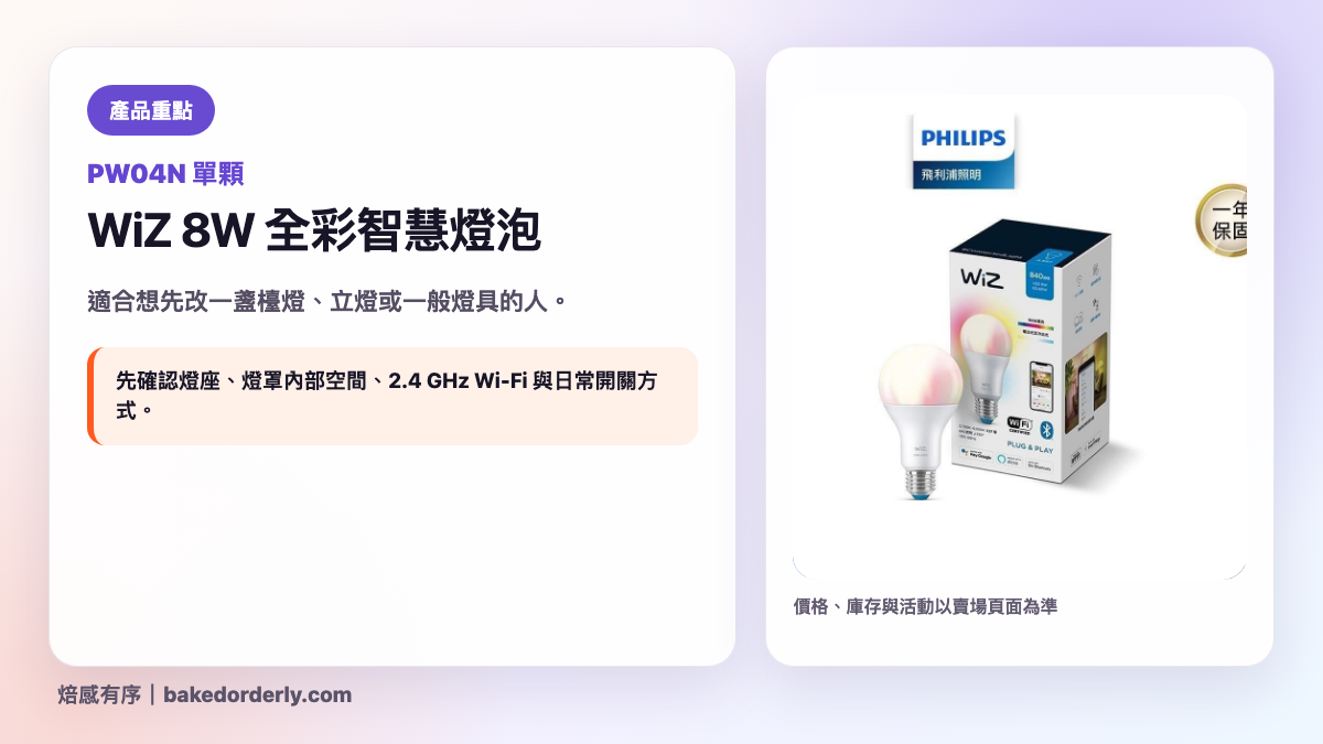 Philips WiZ PW04N 8W 全彩燈泡單顆產品重點圖