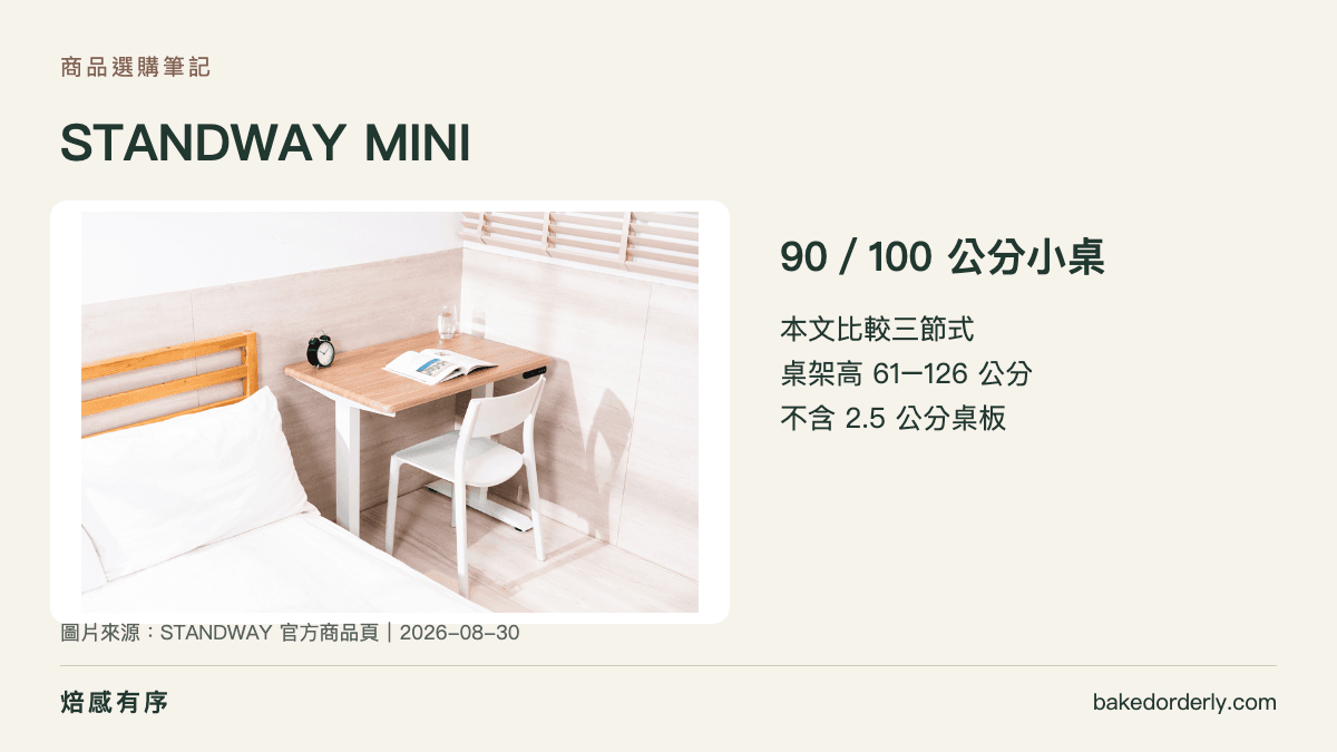 STANDWAY MINI 小型電動升降桌與90、100公分桌面選擇